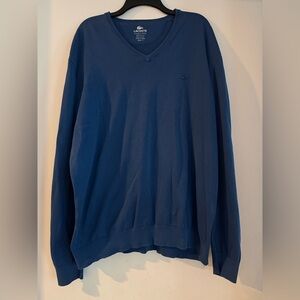Lacoste Sweater Mens XXXL Navy Blue 100% Cotton V Neck Embroidered Logo Devanay